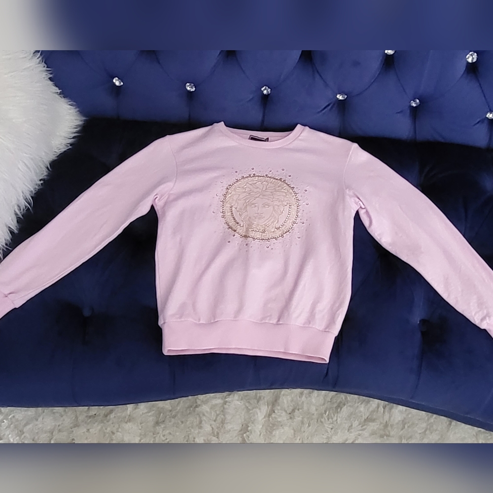 Big Girls Versace Pink Sweater (Size 10A)